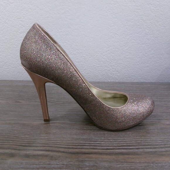 Rose Metallic Gold Multi Color Glitter High Stiletto Heels Ivanka Trump 7.5 - Picture 6 of 16